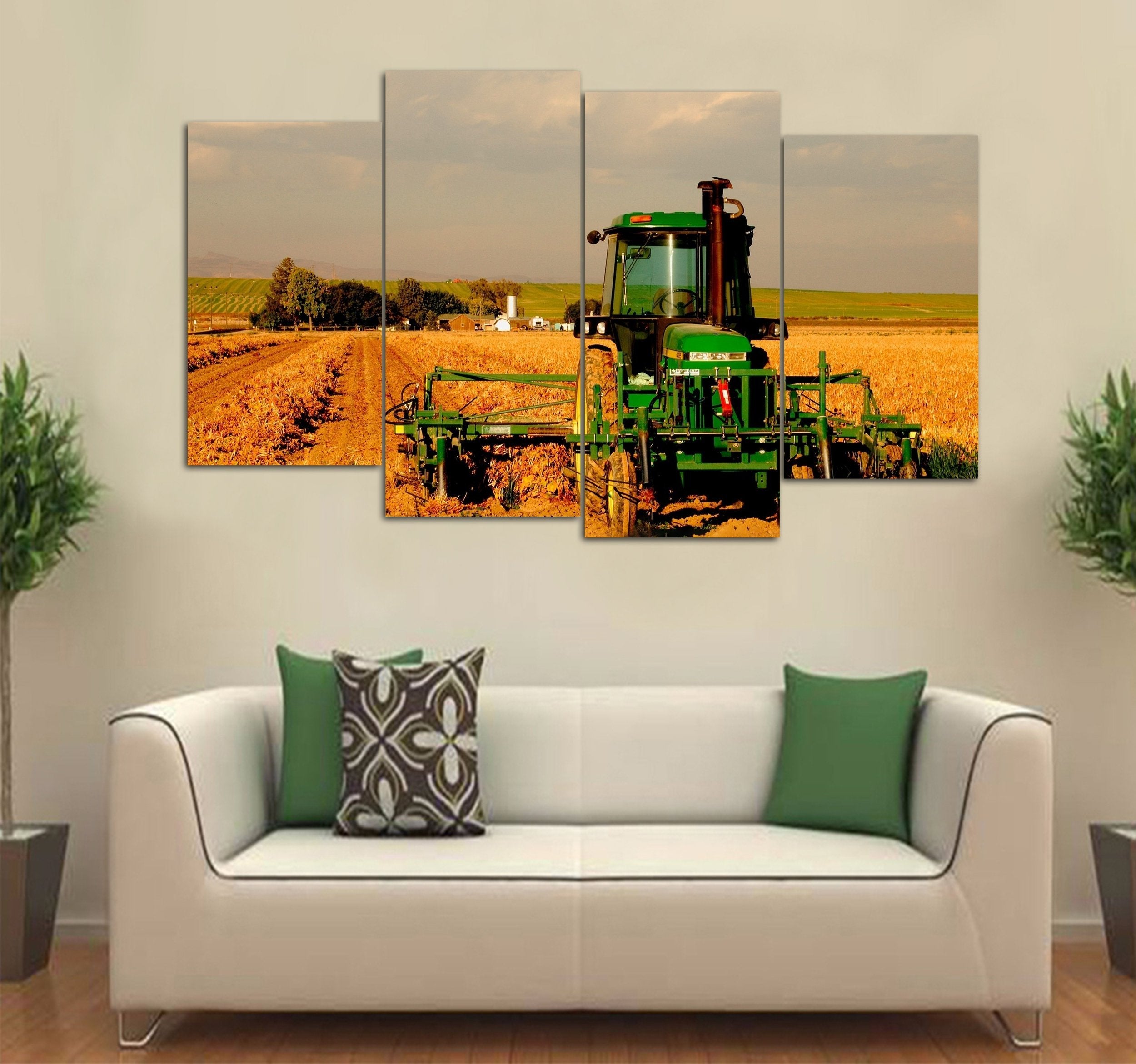 4-Piece Jd Tractor Printed Canvas Wall Art