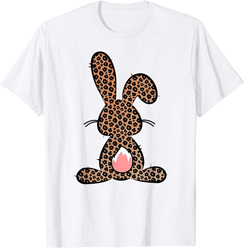 Cute Easter Bunny Leopard Print with Pink puffy tail T-Shirt