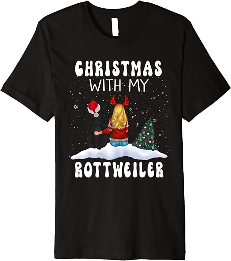 Christmas With My Rottweiler Dog Puppy Funny Xmas Premium T-Shirt