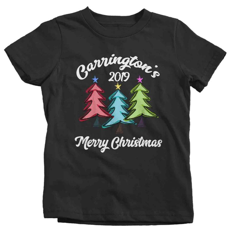 Kids Personalized Christmas Shirt Custom Family Christmas Tree Shirt Cute Matching Christmas Shirts Trees Christmas Pajama