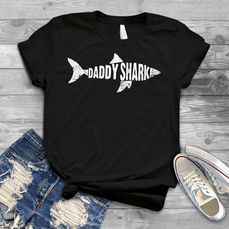 Crushtee Daddy Shark T Shirt Fathers Day Father’s Day Shirts Men, Birthday T Shirts, Summer Tops, Beach T Shirts Long Sleeve Hoodie