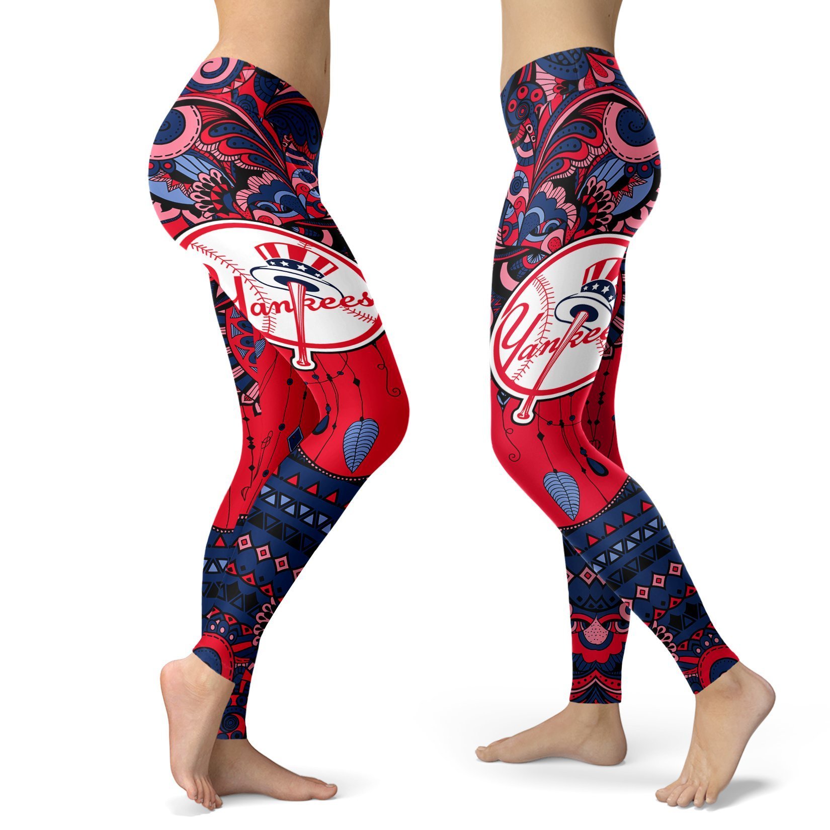 Boho New York Yankees Leggings With Fantastic Art