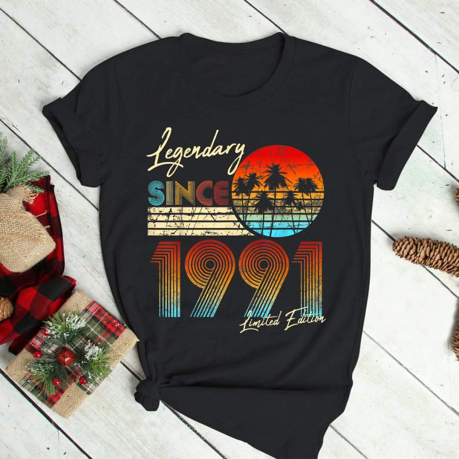 Mens Legendary Since Bday February 1991 Vintage 30Th Birthday T-Shirt