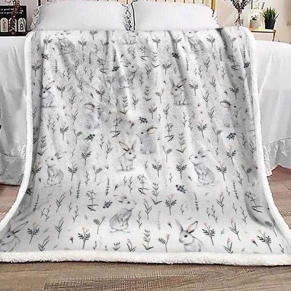 Rabbit Fleece Blanket Throw Blanket