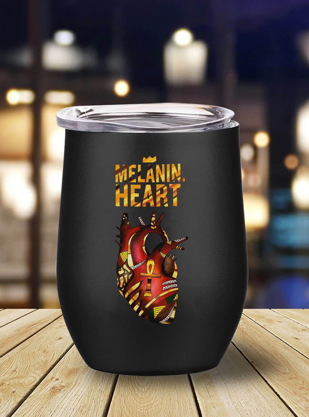 African American Tumbler Melanin Heart Art Stainless Steel Wine Tumbler Mug Black History Gift Ideas BPS5191