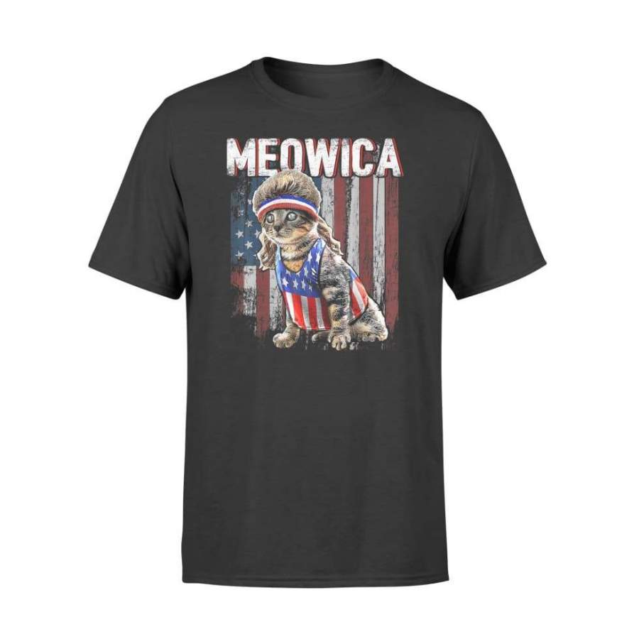 Meowica Cat Mullet American Flag Patriotic 4th of July Men – Standard T-shirt