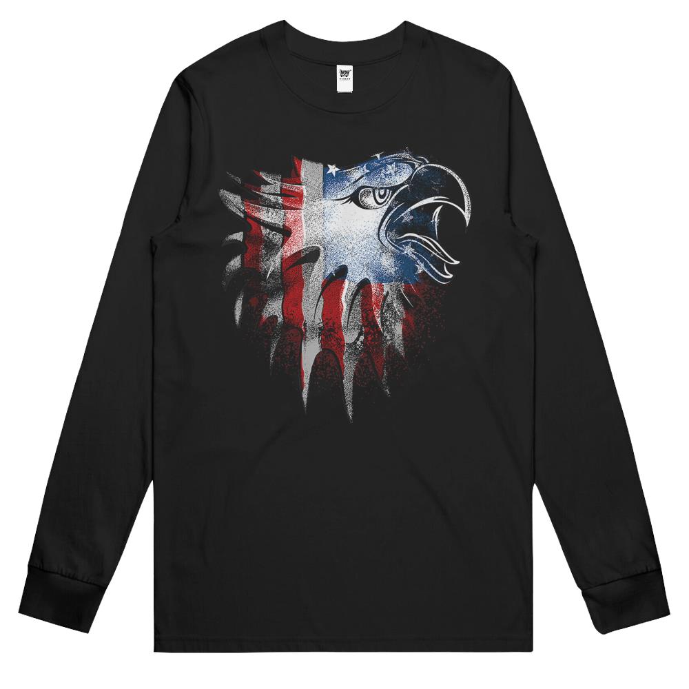 American Bald Eagle USA Flag Patriotic Vintage Long Sleeve T Shirts