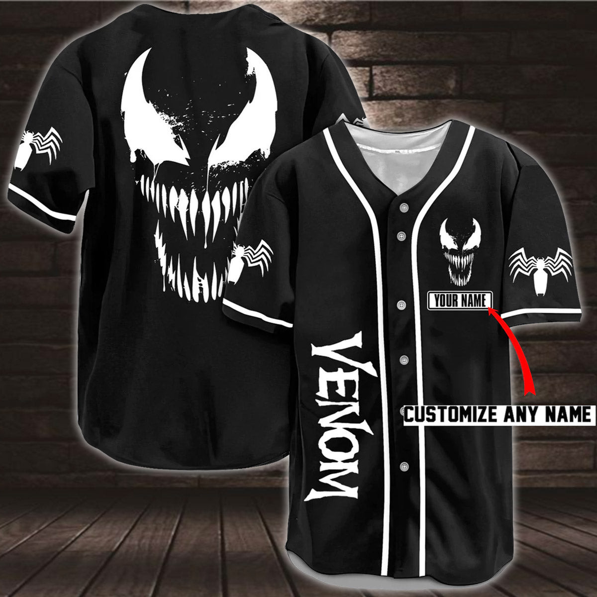 Personalized Venom Baseball Jersey Shirt, Custom Venom Colorful Baseball Shirt, Venom Anti-Hero Baseball Shirt, Custom Name Baseball Line Shirt