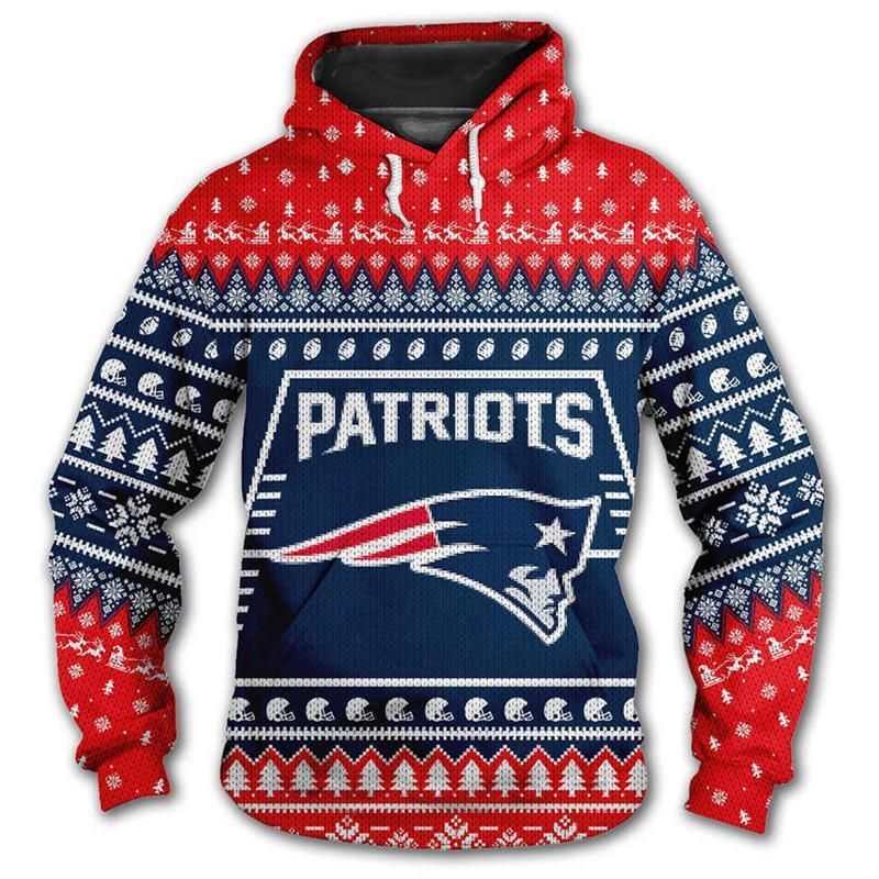 New England Patriots 3D Hoodie Christmas Edition