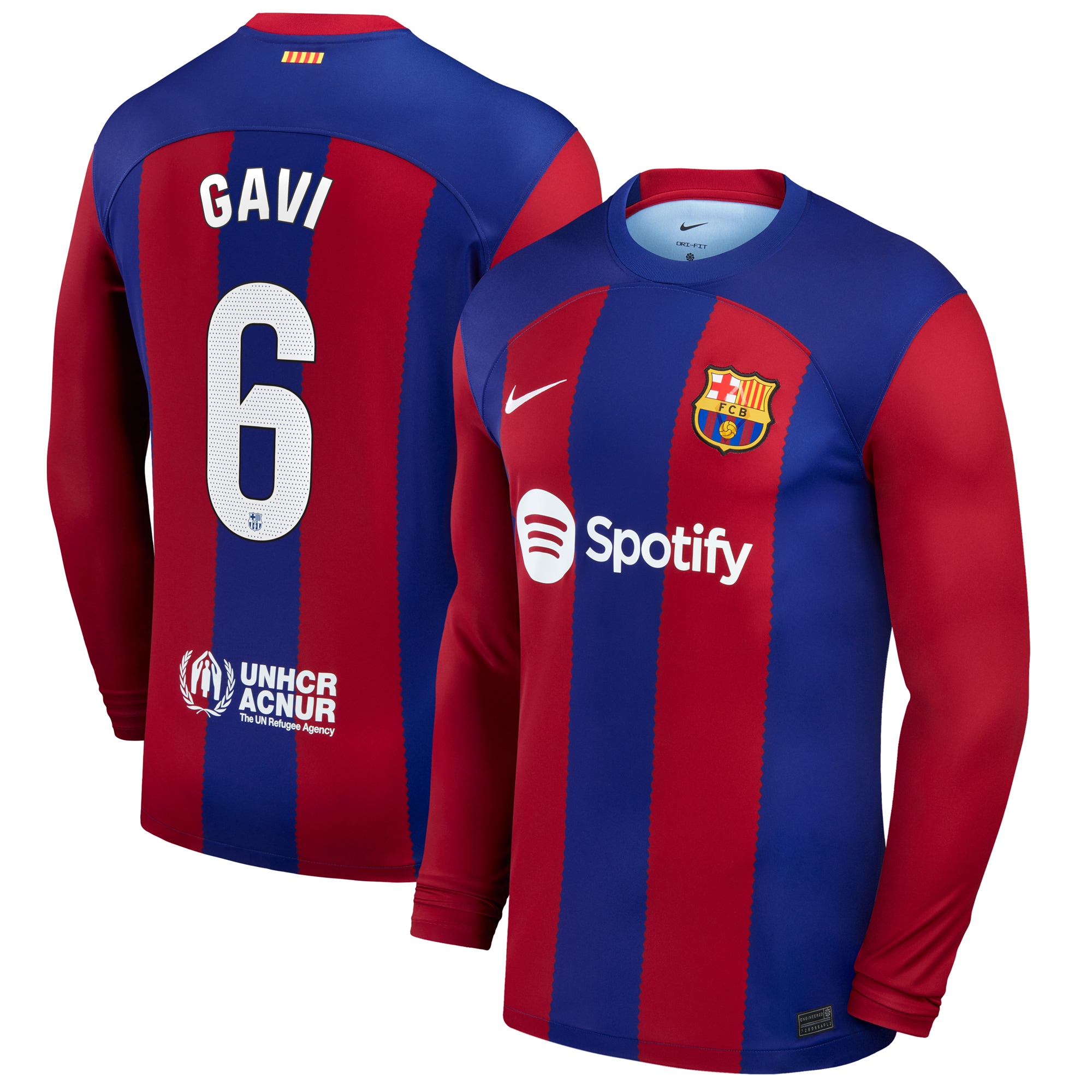 Gavi Barcelona 2023/24 Home Stadium Replica Long Sleeve Player Jersey – Royal