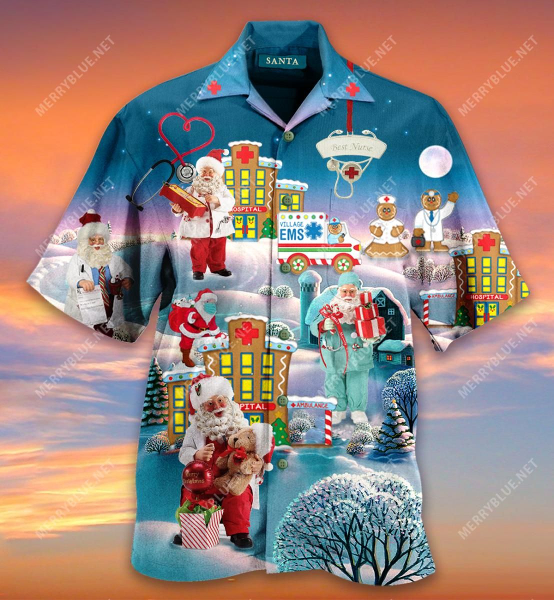 You’Re Hero Doctor Nurse Santa Health Care Aloha Hawaiian Shirt Colorful Short Sleeve Summer Beach Casual Shirt For Men And Women