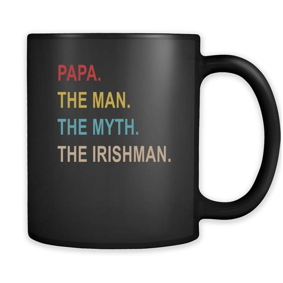 Papa The Man The Myth The Irishman Classic Vintage Retro Design – Full-Wrap Coffee Black Mug