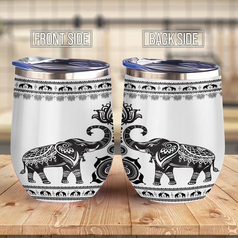 Boho Hippie Elephant Boho Hippie Wine Tumbler Hippie Elephant Gifts Wine Tumbler, Personalized Tumblers, Tumbler Cups, Custom Tumblers