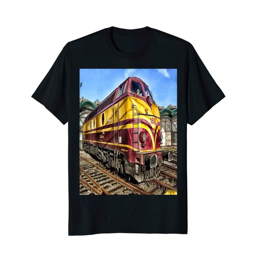 Train Vintage Steam Engine Locomotive T-Shirt Men Fashion Cotton T-Shirt