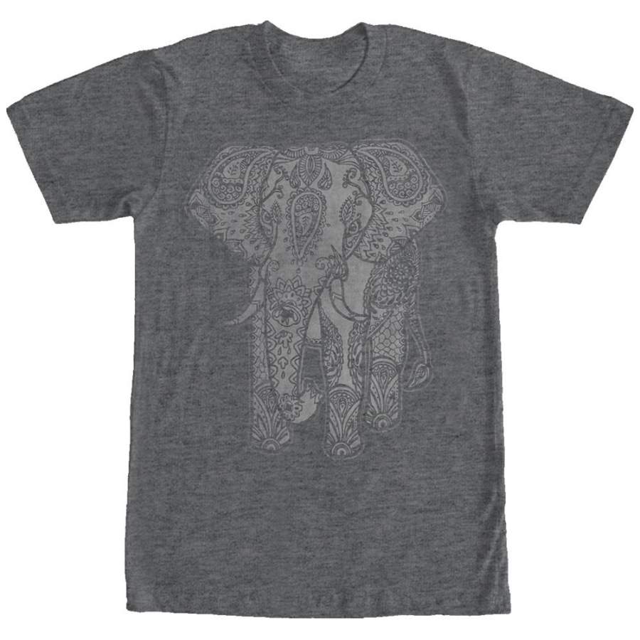 Lost Gods Men’s Elephant Print  T Shirt Charcoal Heather