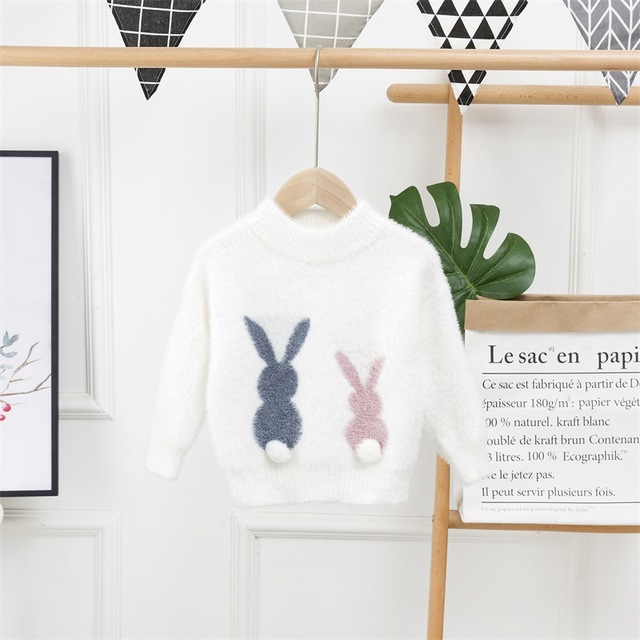 Children’s Sweater 1 to 5Years Baby Girls Autumn Winter Clothes Cute Cartoon Rabbit Christmas Warm Sweaters Long Sleeve Pullover alx