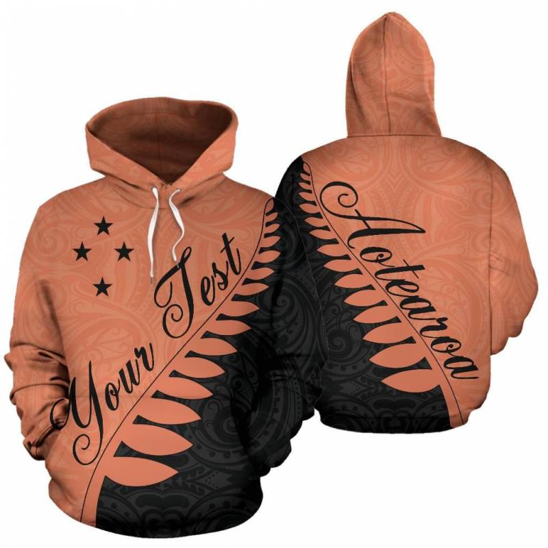 Aotearoa Silver Fern Hoodie Terracotta  – Custom Style Unlimited K4