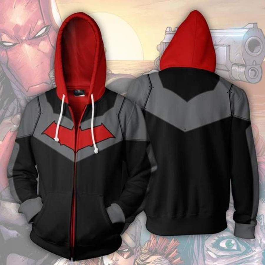 2019 Adult Batman Hoodies  Red Hood Zip Up Hoodie