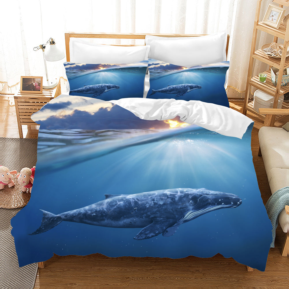 3D Blue Sea Ocean Shark Quilt Cover Set Bedding Set Pillowcases 130