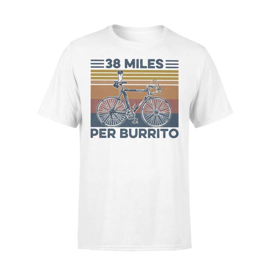 Bicycle 38 Miles Per Burrito Vintage Retro T-shirt