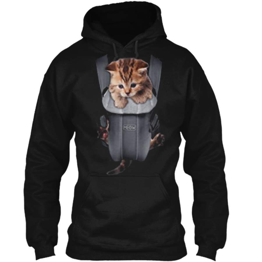 Meow Cat Kitten Carrier  Pullover Hoodie 8 oz