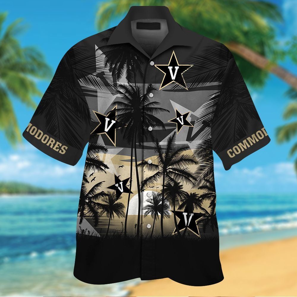 Vanderbilt Commodores Short Sleeve Button Up Tropical Shirt Hawaiian Shirt