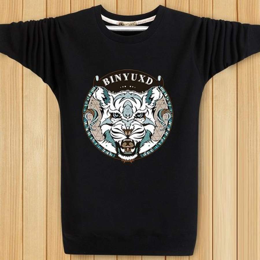 Winter Men fleece Warm Thicken sweatshirt Tiger print Casual hip-hop hoodies