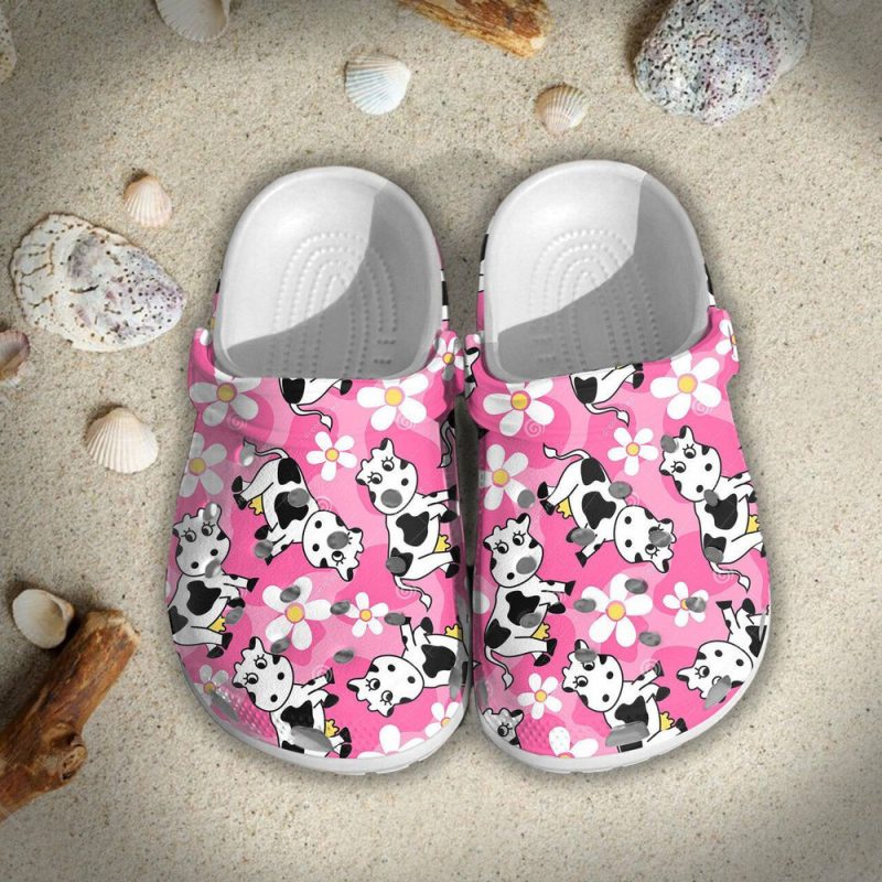 Cute Cow Flowers 102 Gift For Lover Rubber clog Shoes Comfy Footwear