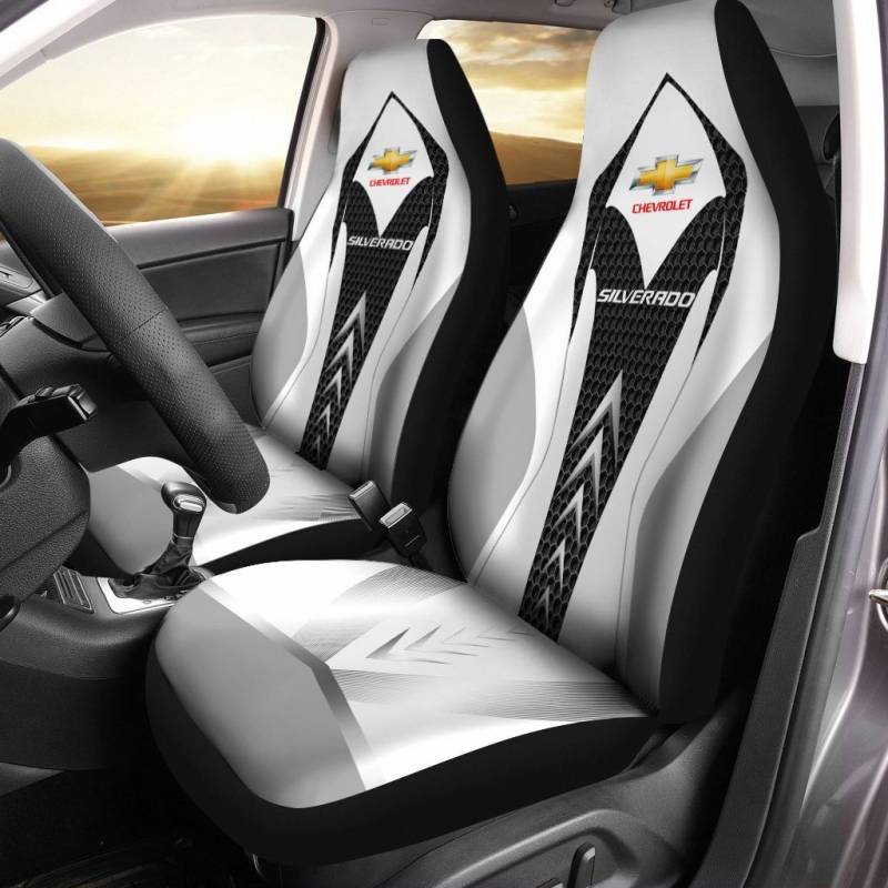 Chevrolet Silverado NTA Car Seat Cover (Set of 2) Ver 1 (White)