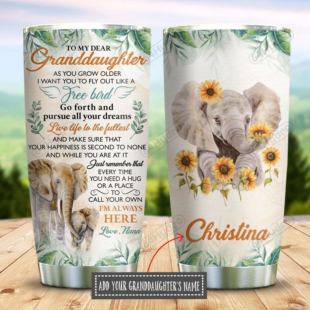 To My Granddaughter Elephant Personalized Kd2 Bgx2710017  Stainless Steel Tumbler Travel Customize Name, Text, Number, Image