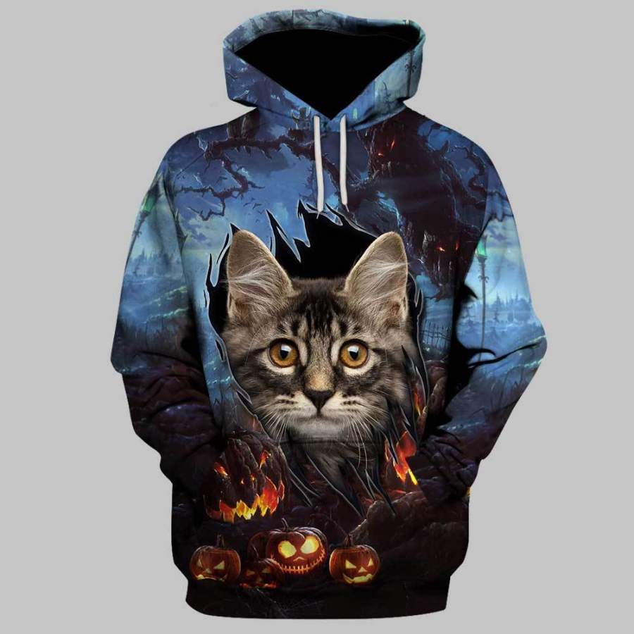 Cat Halloween 3D Full Printing Hoodie Limited Edition