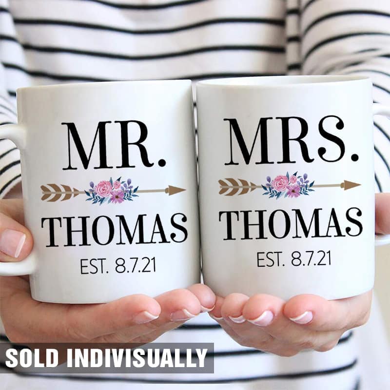 Mr Mrs Couple Anniversary Wedding Gift Personalized Coffee Mug