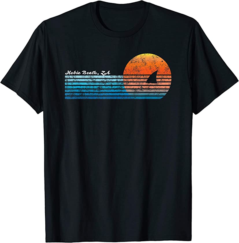 Vintage Hobie Beach Retro 80s Shark Fin Sunset T-Shirt