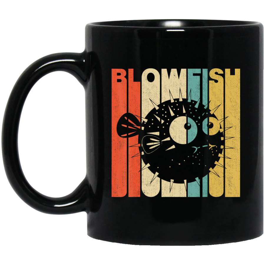 Vintage Retro Blowfish Silhouette Coffee Mug