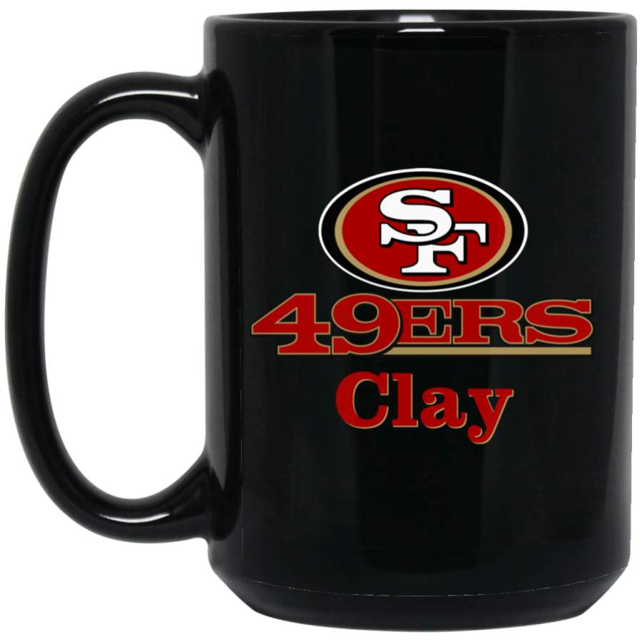 Custom Personalized San Francisco 49ers Logo & Text Clay BM15OZ 15 oz. Black Mug