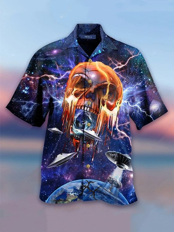 Alien Skull Hawaiian Shirt Pre13793