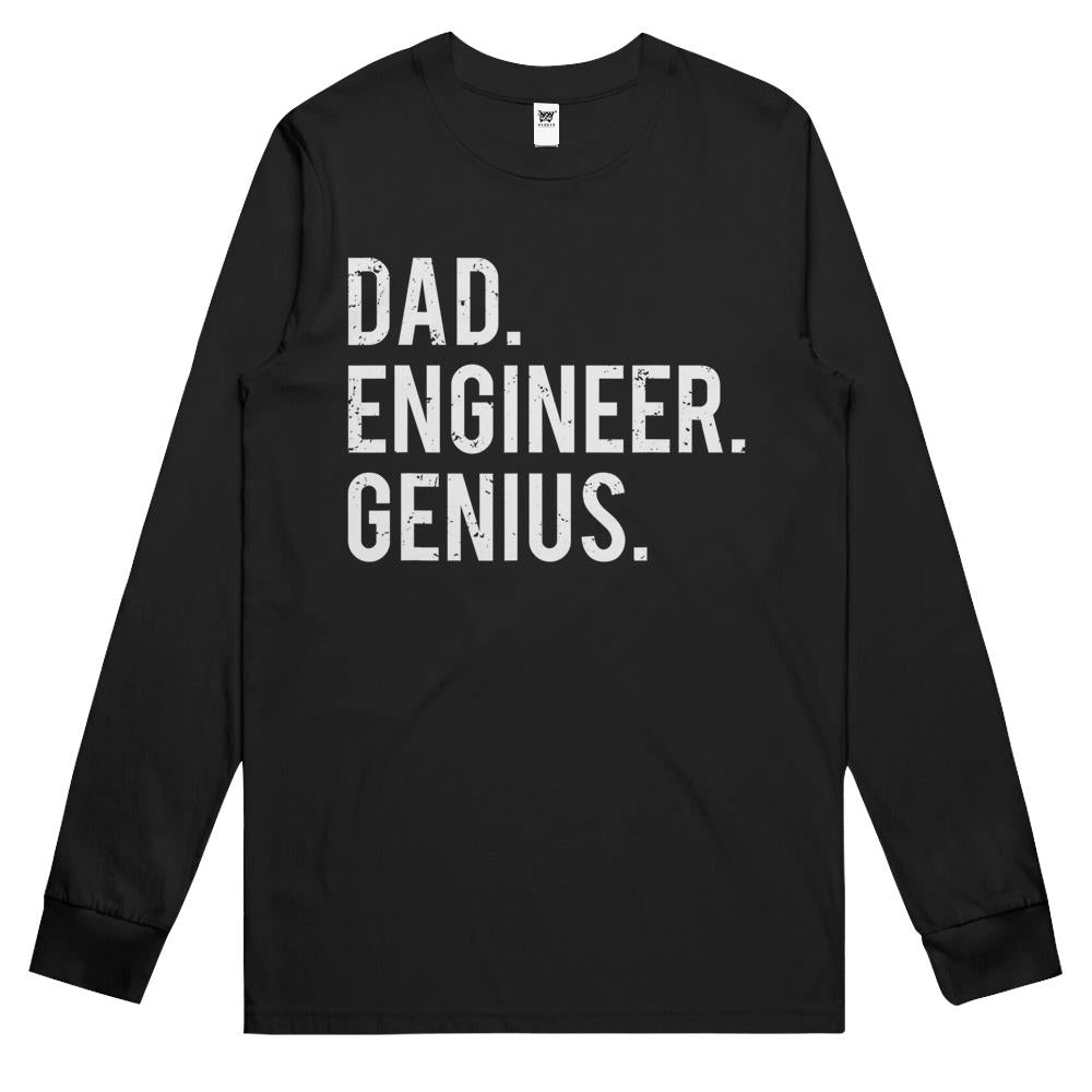 Mens Dad Engineer Genius Cute Engineering Father Long Sleeve T Shirts