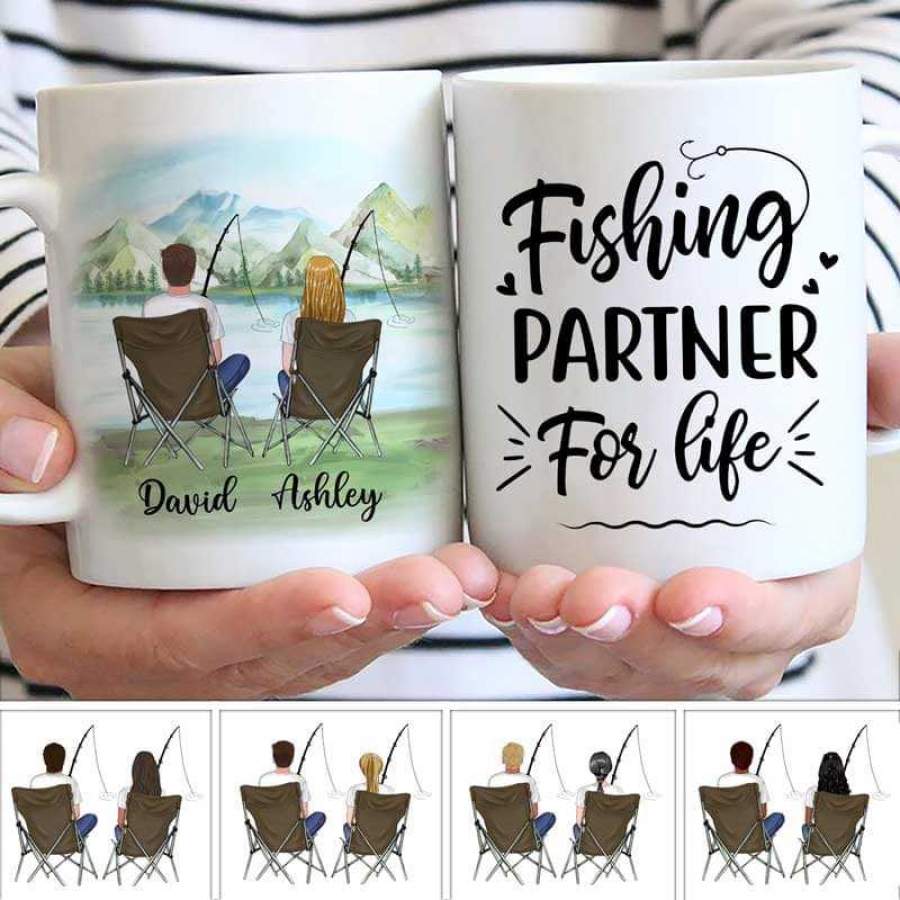 Couple Fishing Lake Landscape Personalized AOP Mug