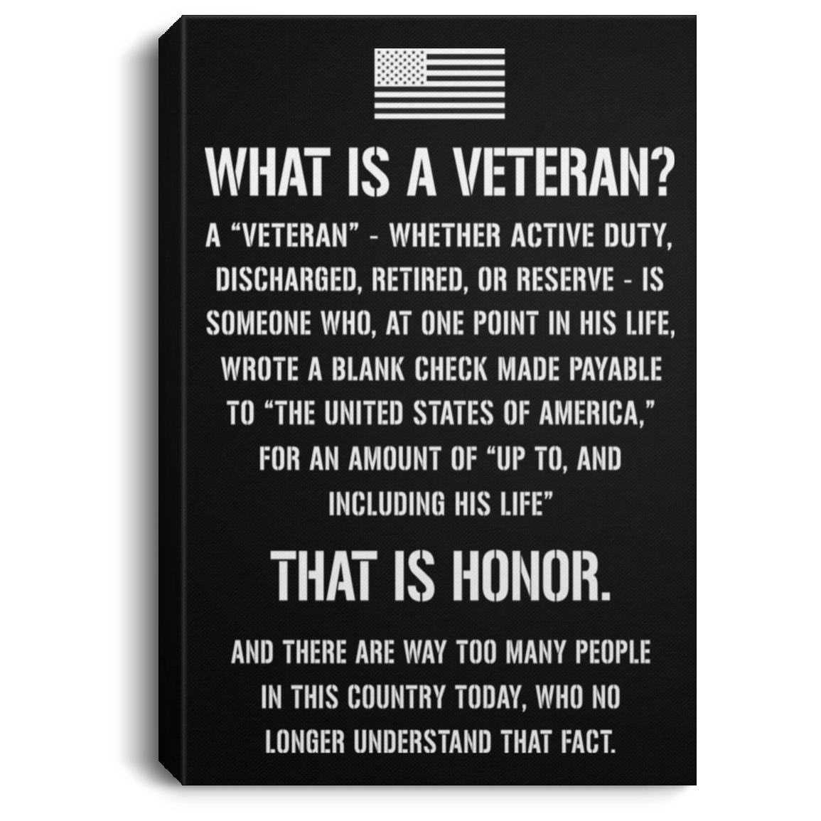 Veteran Canvas – What Is A Veteran? Discharged Retired Reserve That Is Honor Canvas Home Decor