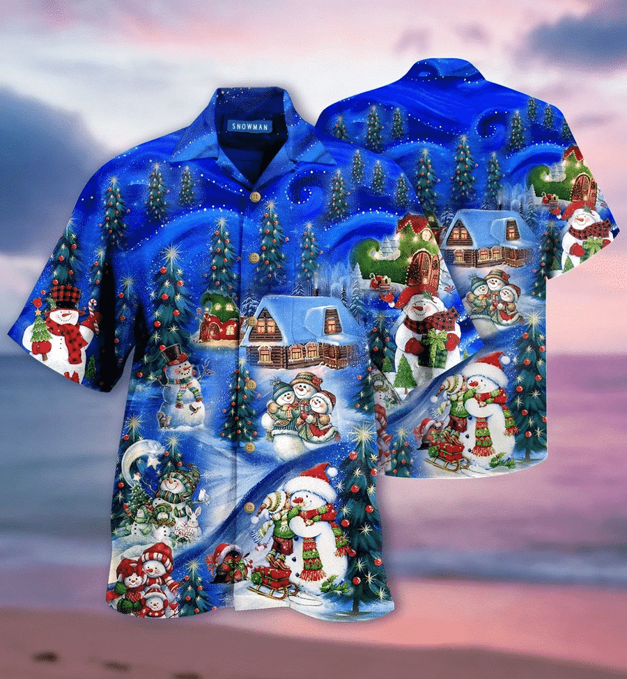 Cover Your Body With Amazing Hawaii Aloha Shirts Chilling My Snowmies Christmas Dh Ha92007