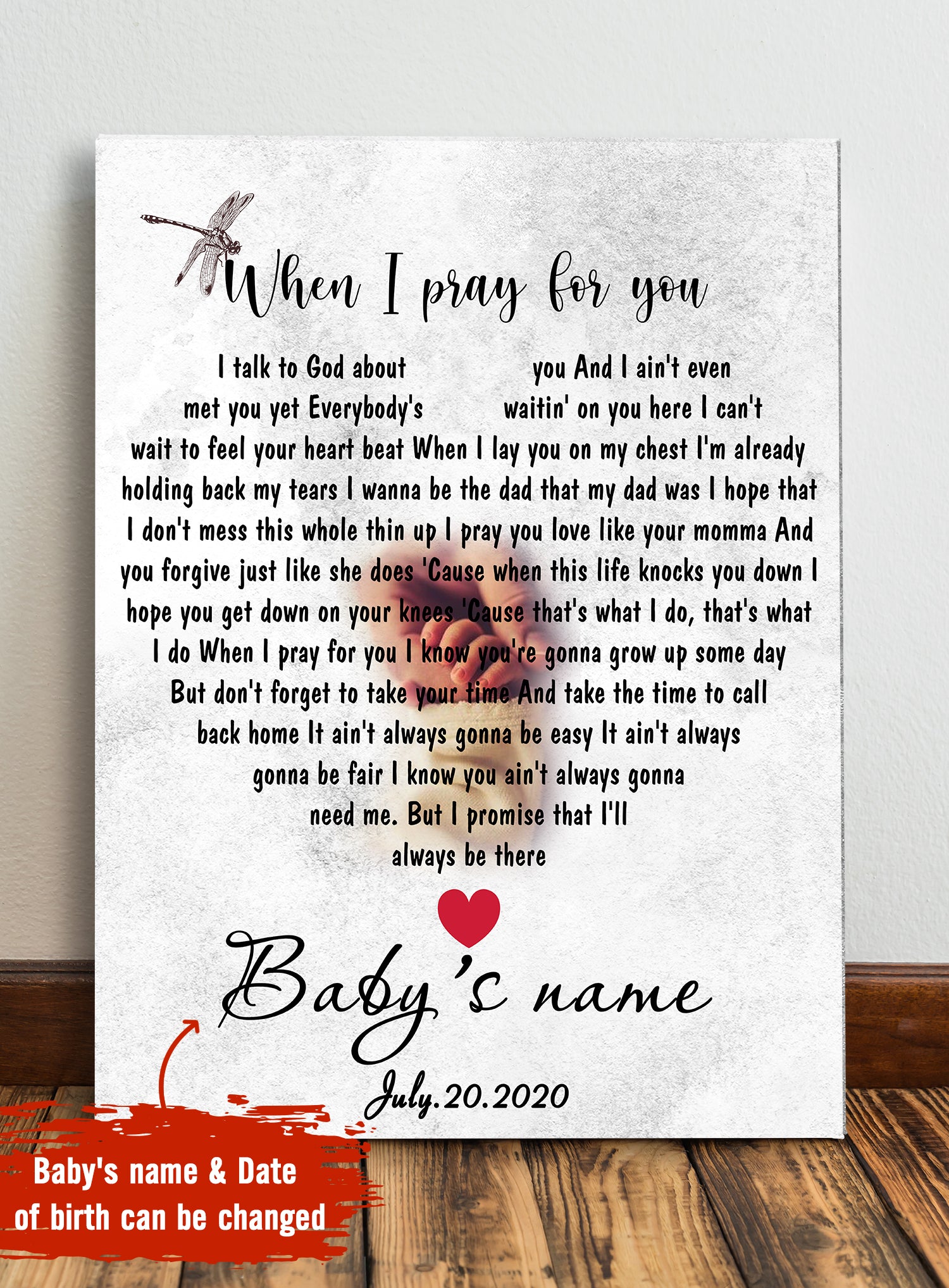 When I pray for you – Personalized custom canvas – Song Lyric Wall Art For New Parents