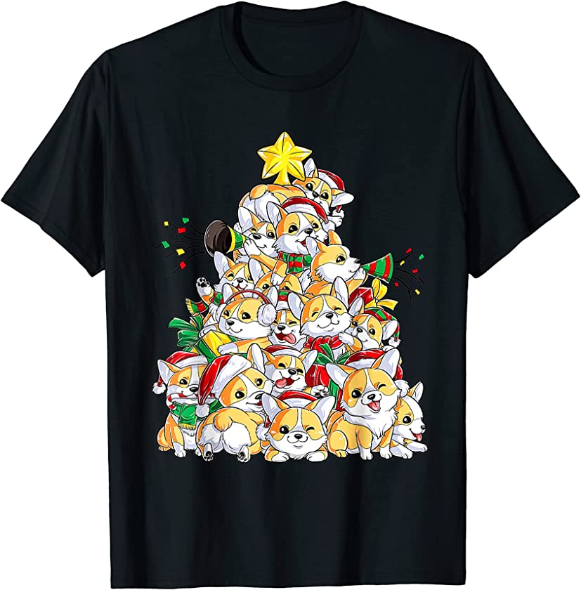 Corgi Dogs Christmas Tree Merry Corgmas Xmas Pet Puppy Lover T-Shirt