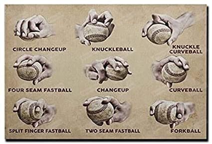 Baseball Pitching Grips Poster Baseball Hand Positions Print Baseball Knowledge Wall Art Baseball Coach Baseball Trainer Gift Basball Player Gifts