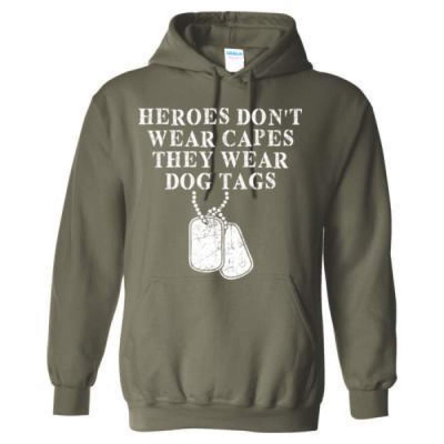 AGR Heroes Do Not Wear Capes They Wear Dog Tags – Heavy Blend™ Hooded Sweatshirt