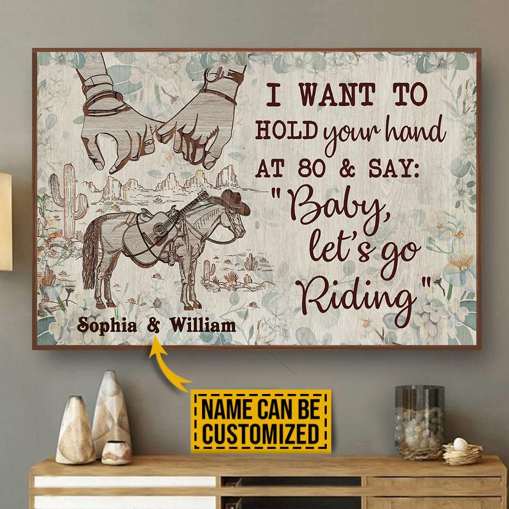 Aeticon Gifts Personalized Cowboy Horse Floral Hold Your Hand Canvas Mom Dad Gift Home Decor