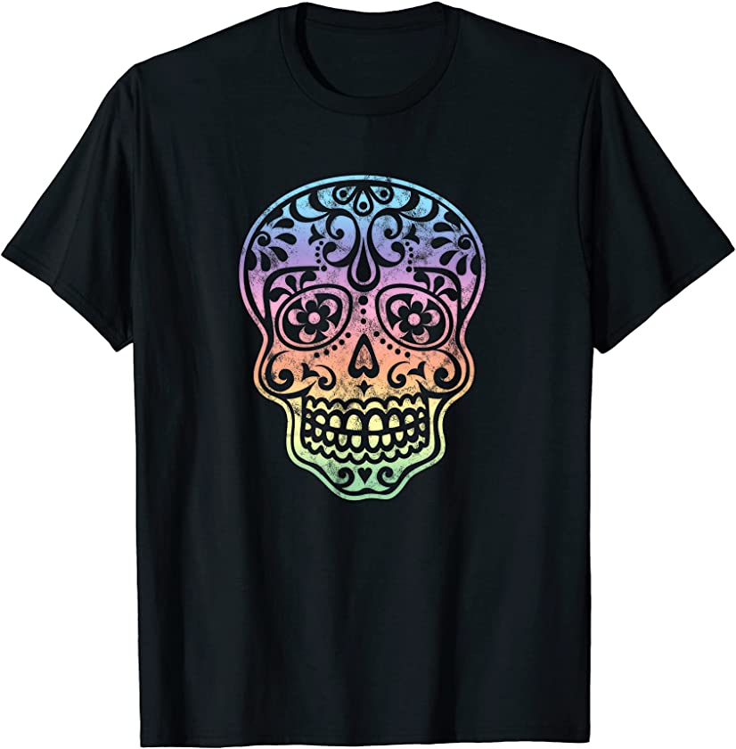 Mexican Skull Pattern Mexico Halloween Candy Skull Summer T-Shirt