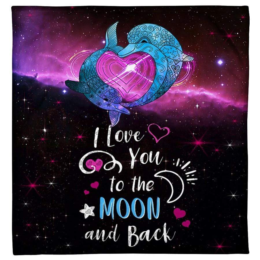 Dolphin Blanket Giving Daughter Love You To The Moon And Back Fleece Blanket Christmas Gift Ideas