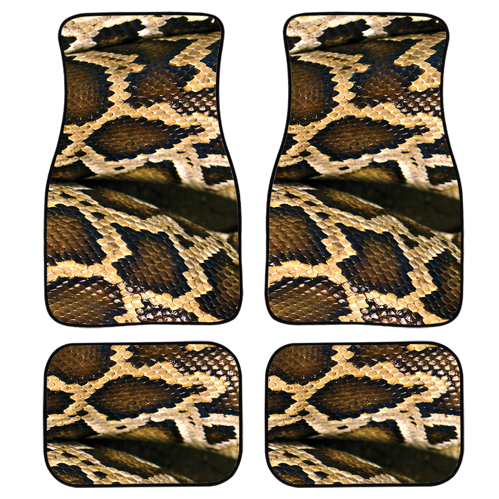 Burmese Python Snake Print Front And Back Car Floor Mats, Front Car Mat