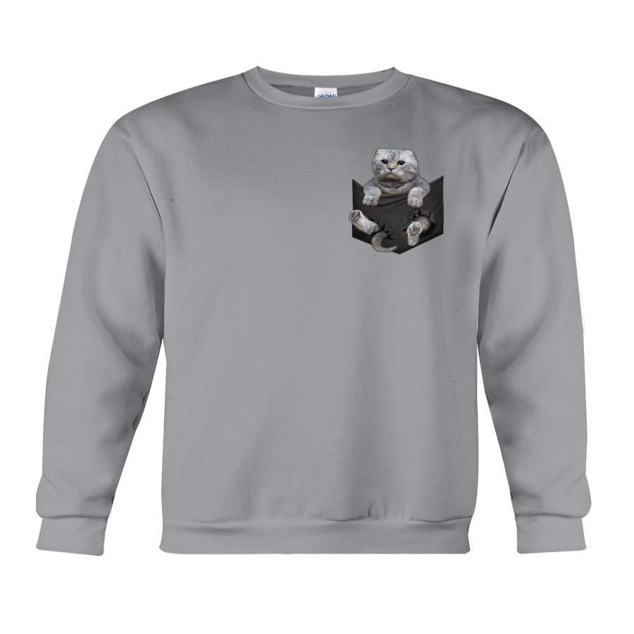 Cat Scottish Fold In Pocket For Cat Lovers Custom Design Sweatshirt