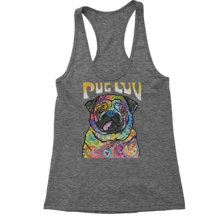 Pug Luv Puppy Love Neon Racerback Tank Top for Women